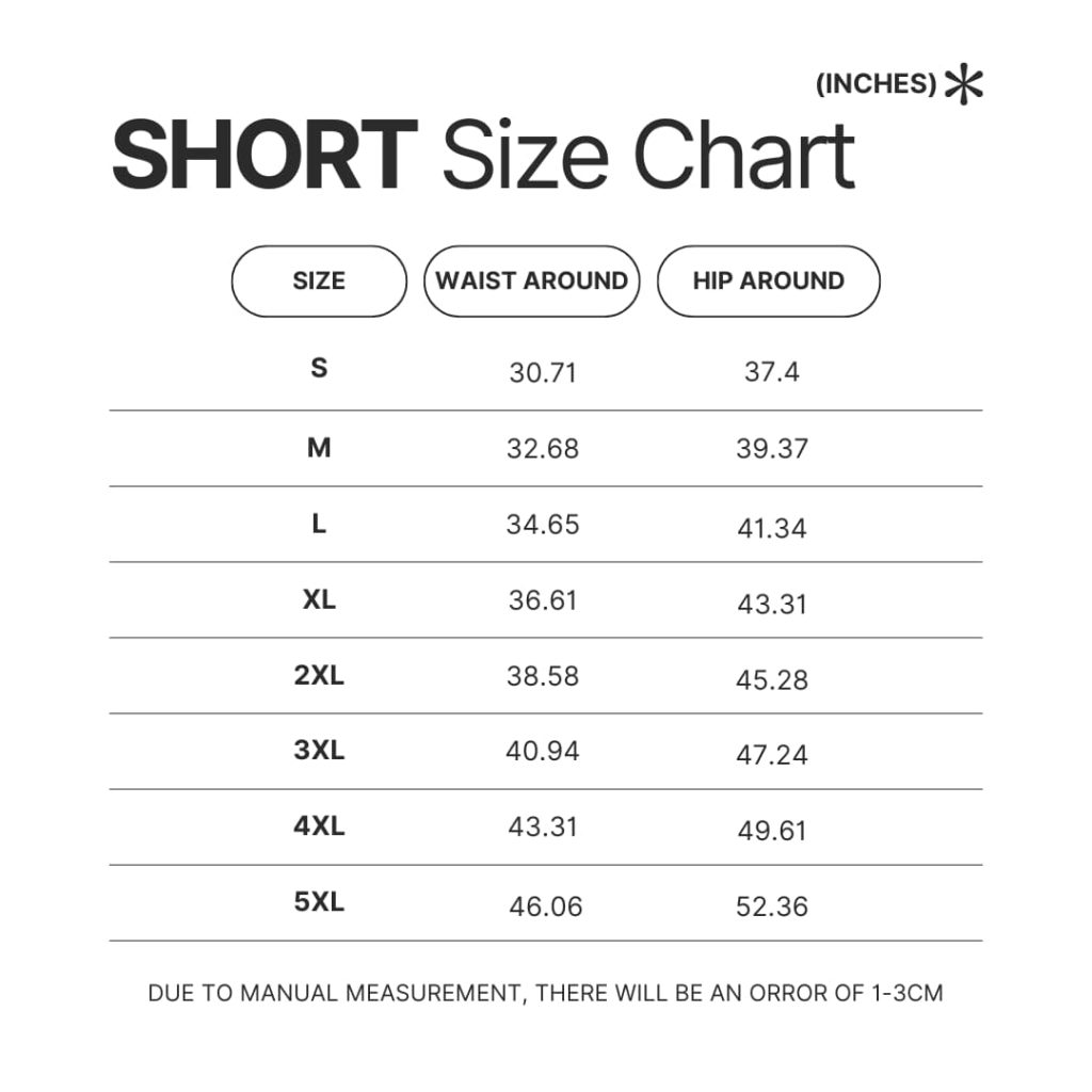 Short Size Chart - Chrono Trigger Merch