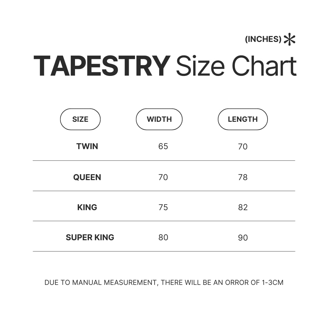 Tapestry Size Chart - Chrono Trigger Merch