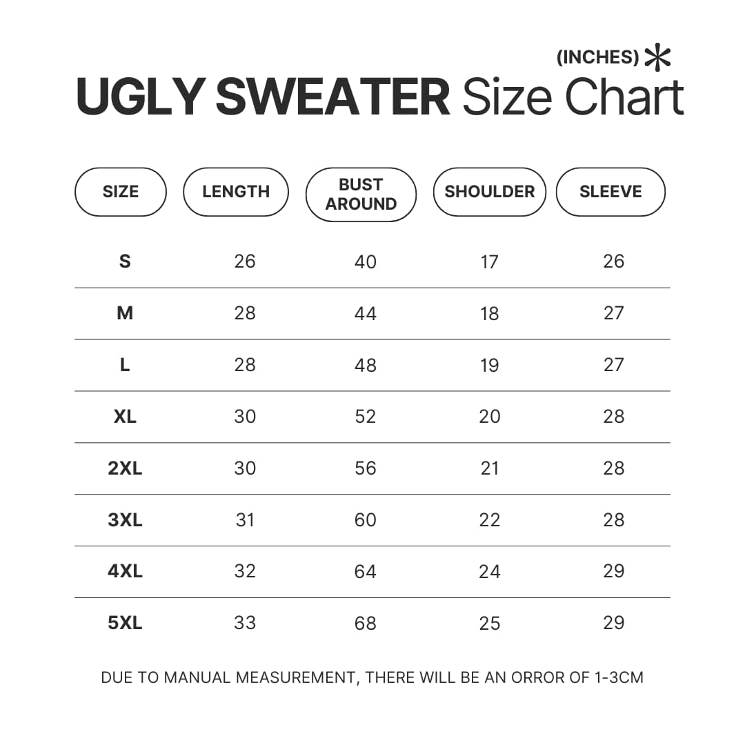 Ugly Sweater Size Chart - Chrono Trigger Merch